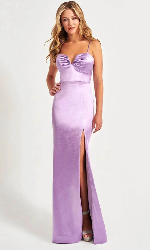 Faviana 11025 - V-Neck Satin Prom Gown