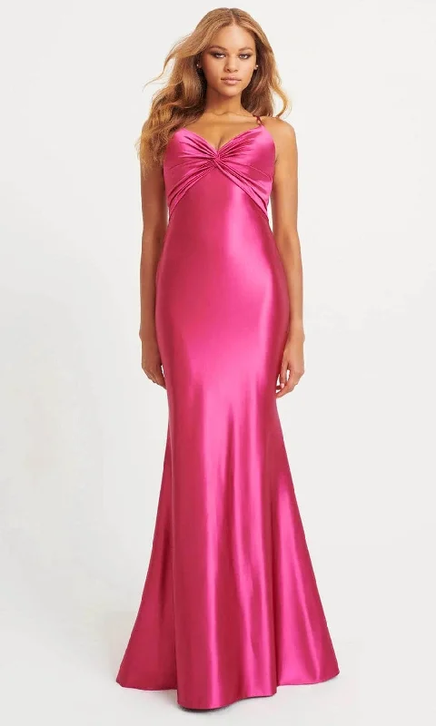 Faviana 11034 - Knotted V-Neck Satin Prom Gown