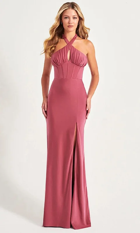 Faviana 11065 - Ruched Crisscross Halter Prom Gown