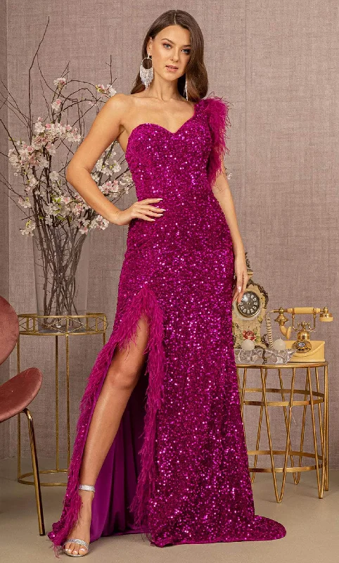 GLS by Gloria GL3154 - One Sleeve Sequin Prom Dress