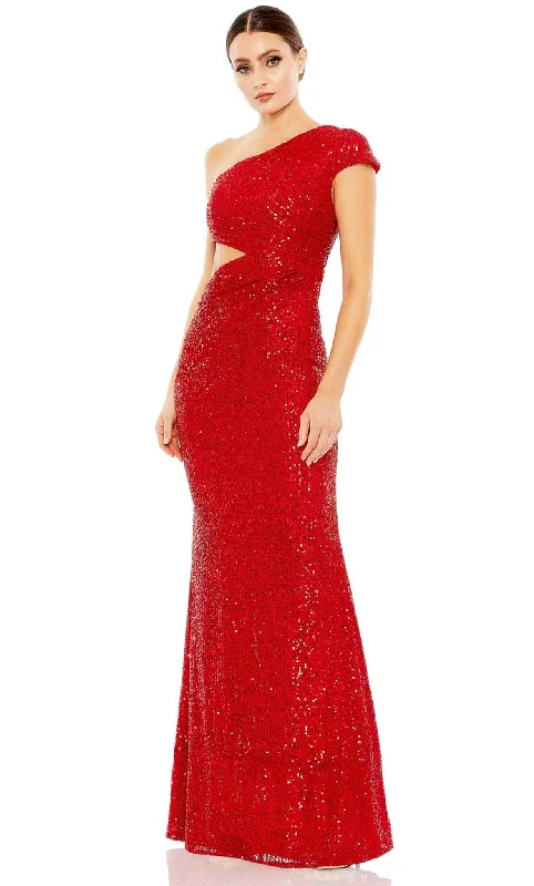 Ieena Duggal 42022 - Sequined Single Cap Sleeve Prom Gown