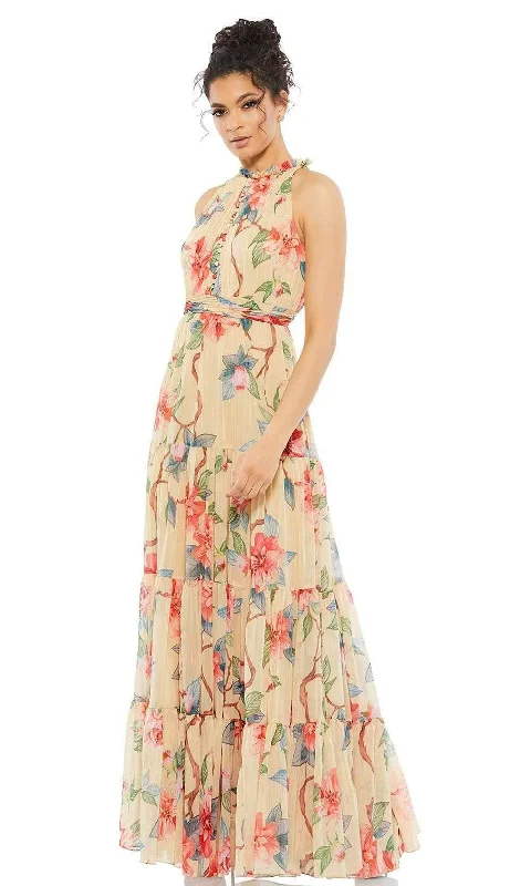 Ieena Duggal - 70203I High Neck Floral A-Line Dress