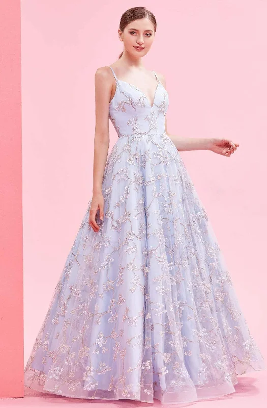 J'Adore Dresses - J16025 Sleeveless V-Neck Floral Lace Ballgown