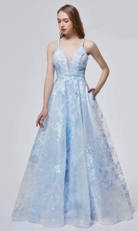 J'Adore Dresses - J19007 Floral Jacquard A-line Gown