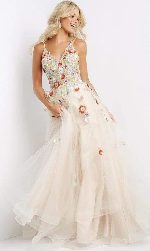 JVN by Jovani - JVN08082 Floral Embroidered Organza Dress