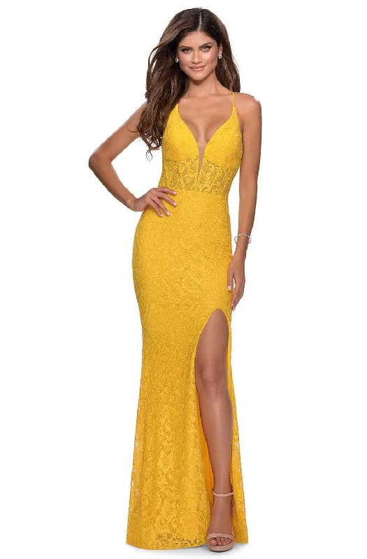 La Femme - 28591 Lace Deep V-neck Junior Prom Dress