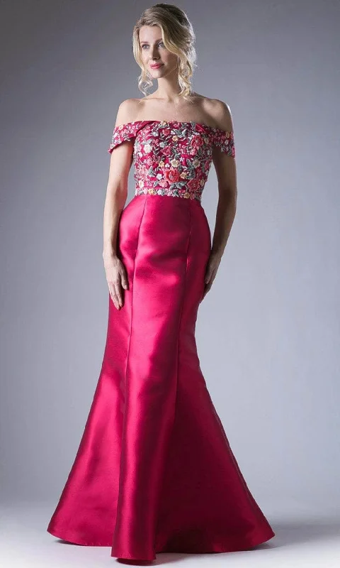 Ladivine HW07 - Off Shoulder Embroidered Trumpet Gown