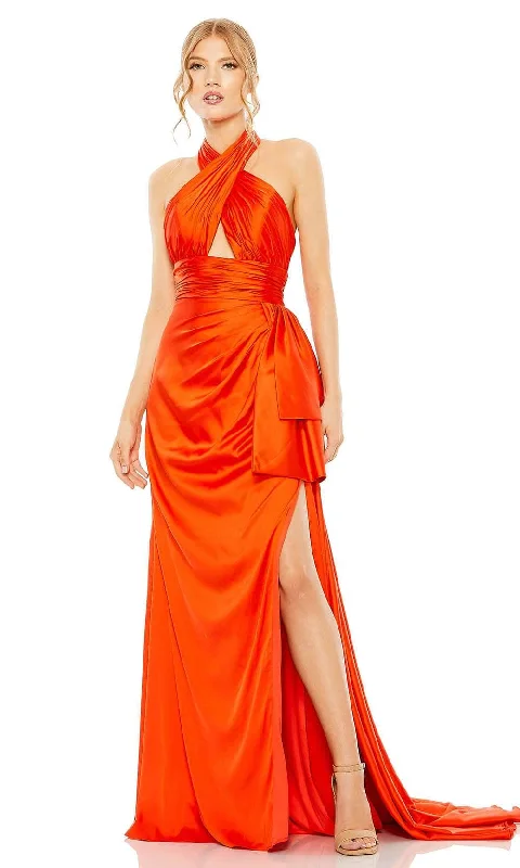 Mac Duggal 68444 - Crisscross Satin Halter Classic Prom Dress