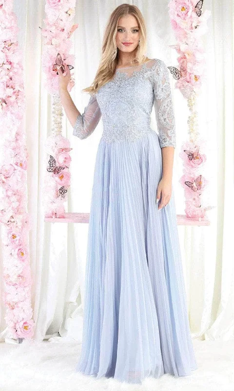 May Queen MQ1980 - Illusion Quarter Sleeve Formal Gown