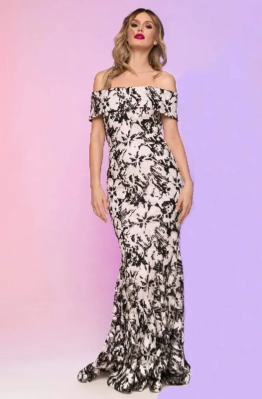 Nicole Bakti - 6759N Off shoulder Floral Print Mermaid Gown