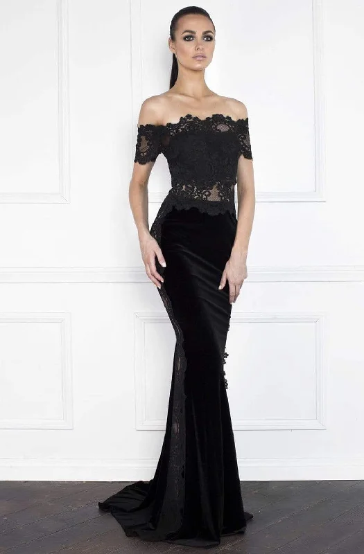 Nicole Bakti - 6849 Lace Off-Shoulder Trumpet Dress