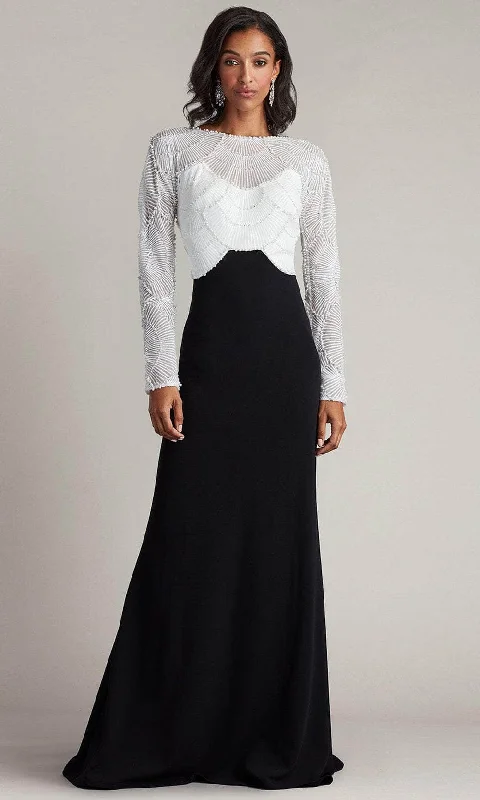 Tadashi Shoji CFK24424L - Pearl Embellished Long Sleeve Evening Gown