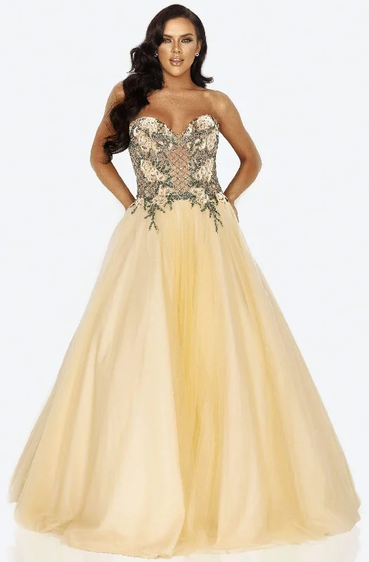 Terani Couture - 2011P1149 Beaded Illusion Lattice Tulle Ballgown