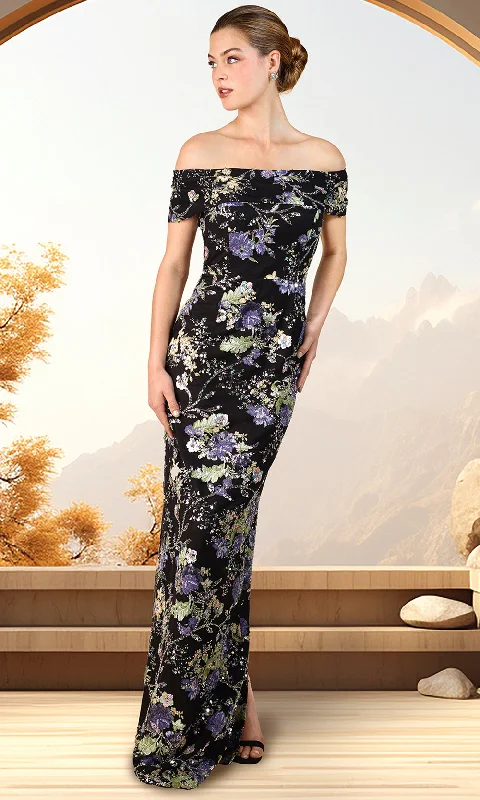 Janique 44445 - Floral Sheath Evening Dress