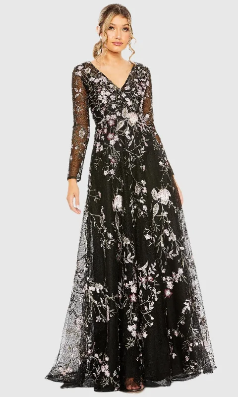 Mac Duggal 20480 - Embroidered Sheer Sleeve Evening Dress