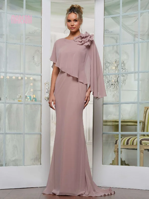 Marsoni by Colors MV1347 - Applique Cape Evening Gown