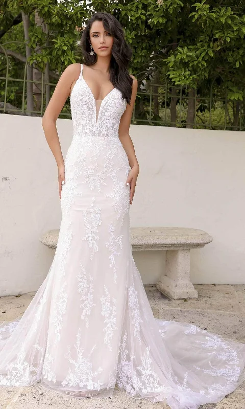 Primavera Couture 11103 - Lace Applique Mermaid Wedding Gown